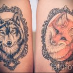 тату лиса и волк - фото классной татуировки от 03052016 2