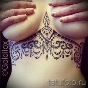 тату мандала под грудью - фото пример готовой татуировки от 01052016 8
