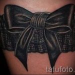 тату подвязка с бантиком на ноге - фото пример готовой татуировки 02052016 10