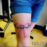 тату подвязка с бантиком на ноге - фото пример готовой татуировки 02052016 11