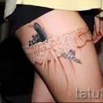 тату подвязка с бантиком на ноге - фото пример готовой татуировки 02052016 3