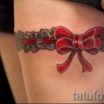 тату подвязка с бантиком на ноге - фото пример готовой татуировки 02052016 6
