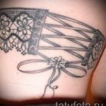 тату подвязка с бантиком на ноге - фото пример готовой татуировки 02052016 7
