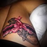 тату подвязка с бантиком на ноге - фото пример готовой татуировки 02052016 9