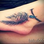 feather tattoo on her ankle - great photo of the finished tattoo 2
