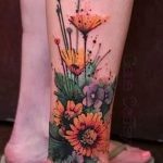 flowers tattoo on her ankle 2
