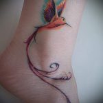 tattoo on her ankle Hummingbird 2