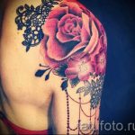 тату розы с кружевом - фото пример готовой татуировки 1