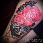 тату розы с кружевом - фото пример готовой татуировки 2