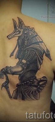 Anubis tattoo on his back — tattoos photo for an article about the importance of 2