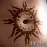 Sonne Tattoo Nabel - ein kühles Foto des fertigen Tätowierung 14072016 1