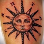 Sonne Tattoo auf seinem Bein - ein kühles Foto des fertigen Tätowierung 14072016 4