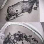 Wal-Tattoo auf der Hüfte - ein Foto der fertigen Version der Tätowierung 14072016 1