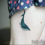 Whale tattoo on his leg - the final version of a photo of the tattoo 14072016 1