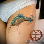 Whale tattoo on his leg - the final version of a photo of the tattoo 14072016 2