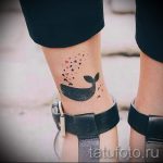 Whale tattoo on his leg - the final version of a photo of the tattoo 14072016 3