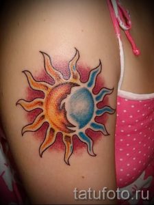 soleil tatouage sur son bras - une photo fraîche du tatouage fini 14072016 2