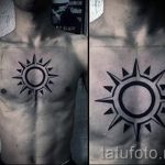 sun tattoo on his chest - a cool photo of the finished tattoo 14072016 3