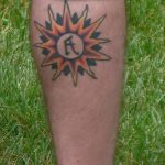 sun tattoo on his leg - a cool photo of the finished tattoo 14072016 3