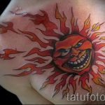 sun with a face tattoo - a cool photo of the finished tattoo on 14072016 3