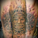 tatouage soleil Aztèques - une photo fraîche du tatouage fini sur 14072016 2