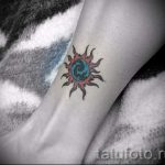 тату солнце на ноге - фото классной готовой татуировки от 14072016 1