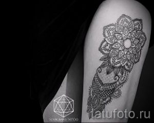 Mandala mehendi auf ihrem Bein - Optionen für temporäre Henna-Tattoo auf 05082016 1028 tatufoto.ru