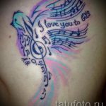 Tattoo-Notizen und Vögel - Fotos des fertigen Tätowierung auf 02082016 1072 tatufoto.ru