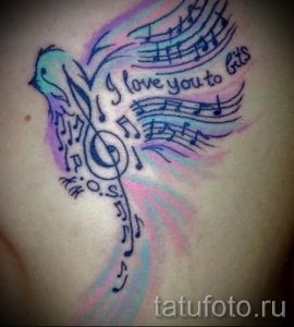Tattoo-Notizen und Vögel - Fotos des fertigen Tätowierung auf 02082016 1072 tatufoto.ru