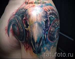 Widder tattoo Aquarell - Foto des fertigen Tätowierung 02082016 1050 tatufoto.ru
