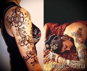 beautiful mehendi on her arm - a temporary henna tattoo photo 1002 tatufoto.ru