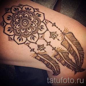 mehendi on foot Dreamcatcher - options for temporary henna tattoo on 05082016 2072 tatufoto.ru