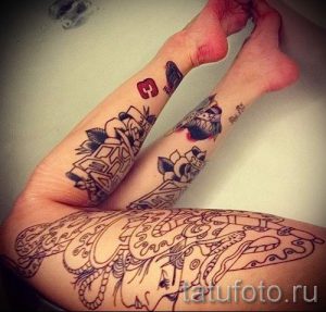 photo - tatouage fraîche sur sa jambe - un exemple 1104 tatufoto.ru