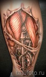 photo - tatouage fraîche sur son mollet - un exemple 1109 tatufoto.ru