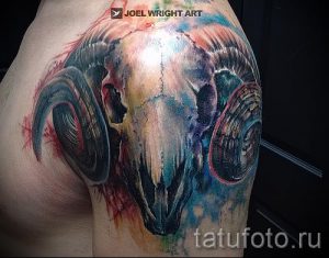 ram skull tattoo - a photo of the finished tattoo on 02082016 2030 tatufoto.ru