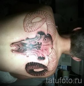 ram tatouage sur son dos - une photo du tatouage fini 02082016 1033 tatufoto.ru