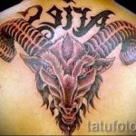 ram tattoo on his back - a photo of the finished tattoo 02082016 2038 tatufoto.ru
