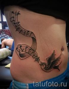 tattoo notes and birds - photos of the finished tattoo on 02082016 1047 tatufoto.ru