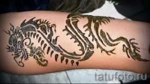 мехенди дракон на руке - фото временной тату хной 2213 tatufoto.ru