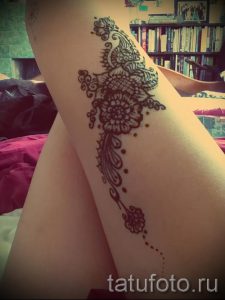 мехенди на ноге на бедре - варианты временной тату хной от 05082016 3158 tatufoto.ru