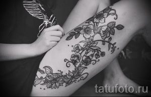 мехенди на ноге на бедре - варианты временной тату хной от 05082016 7162 tatufoto.ru