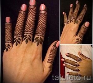 мехенди на пальцах рук - фото временной тату хной 12243 tatufoto.ru