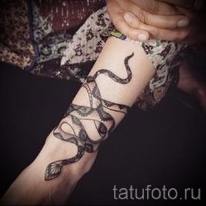 мехенди на руке змея - фото временной тату хной 2318 tatufoto.ru
