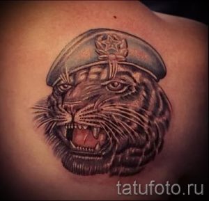 тату тигр в берете - татуировка ВДВ - фото