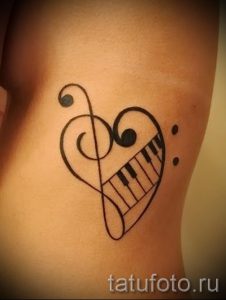 тату музыкальные ноты - фото готовой татуировки от 02082016 2080 tatufoto.ru