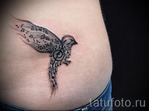 тату ноты и птицы - фото готовой татуировки от 02082016 1099 tatufoto.ru