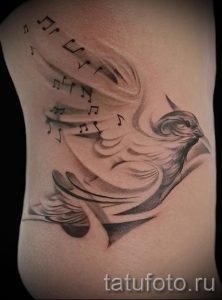 тату ноты и птицы - фото готовой татуировки от 02082016 3101 tatufoto.ru