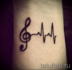 тату ноты на запястье - фото готовой татуировки от 02082016 28142 tatufoto.ru