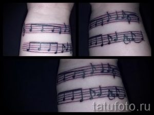тату ноты на запястье - фото готовой татуировки от 02082016 29143 tatufoto.ru