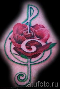 тату ноты розы - фото готовой татуировки от 02082016 2199 tatufoto.ru